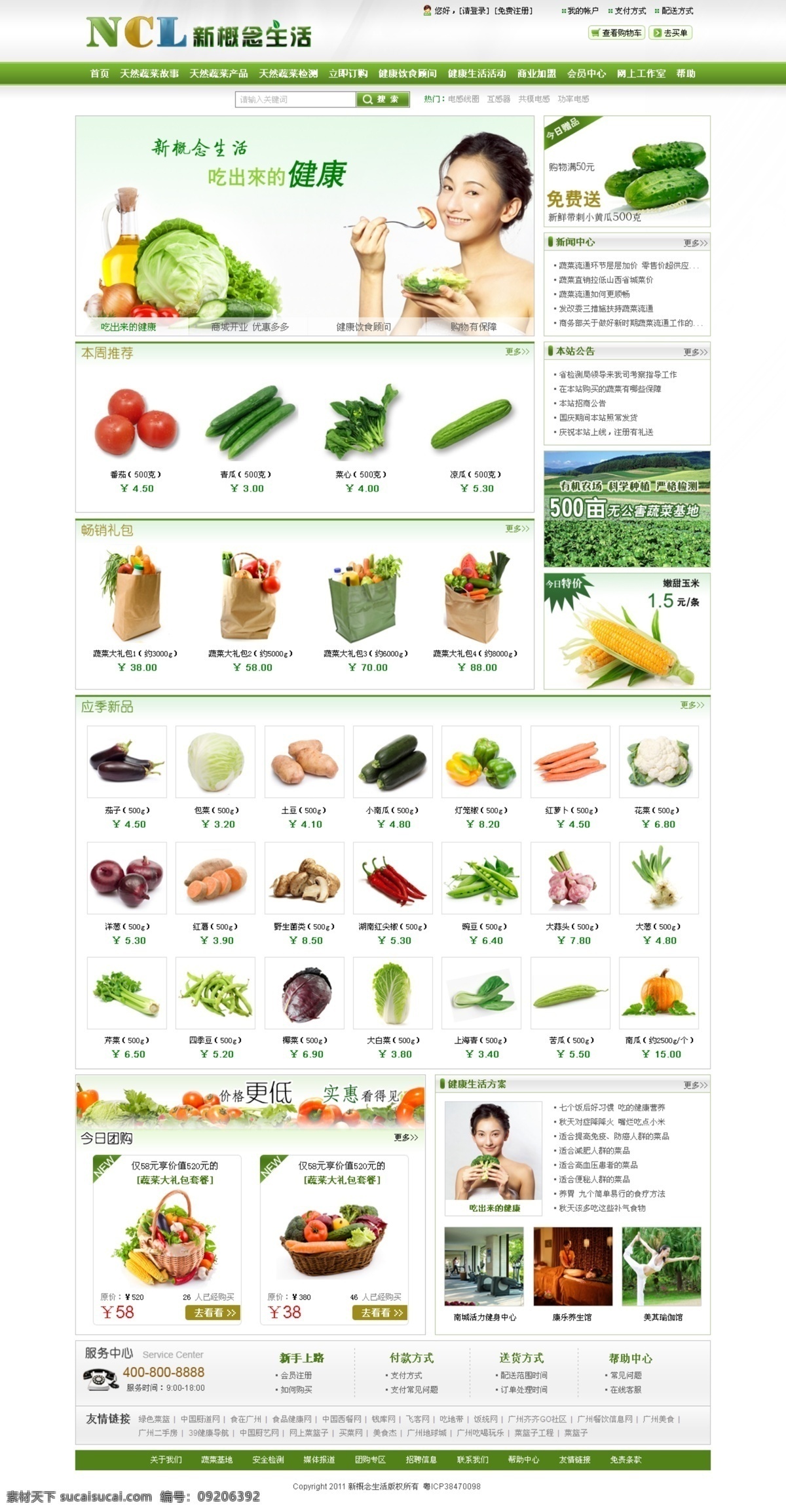 绿色 健康食品 商城 食品 食品超市 蔬菜 水果 网站设计 网络商城 绿色食品商城 原创设计 原创网页设计