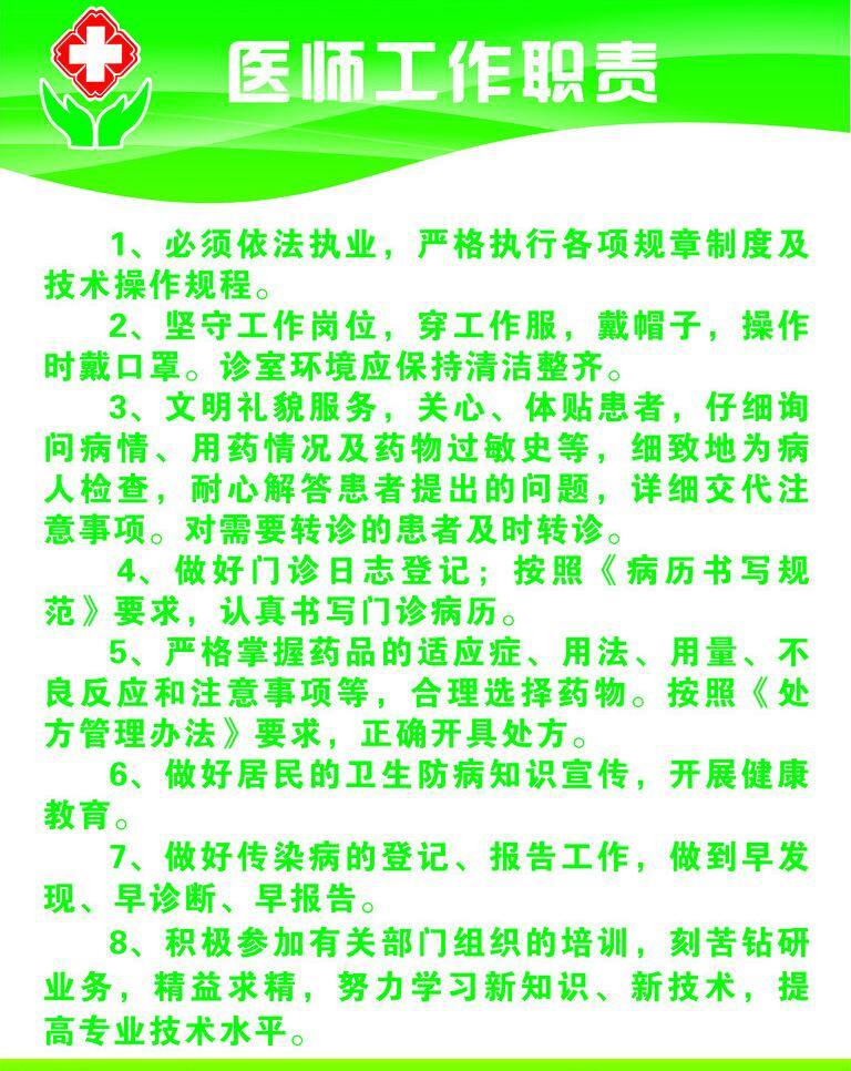 医师 工作制度 医疗 展板模板 诊所 医师工作制度 医疗文件 矢量 其他展板设计