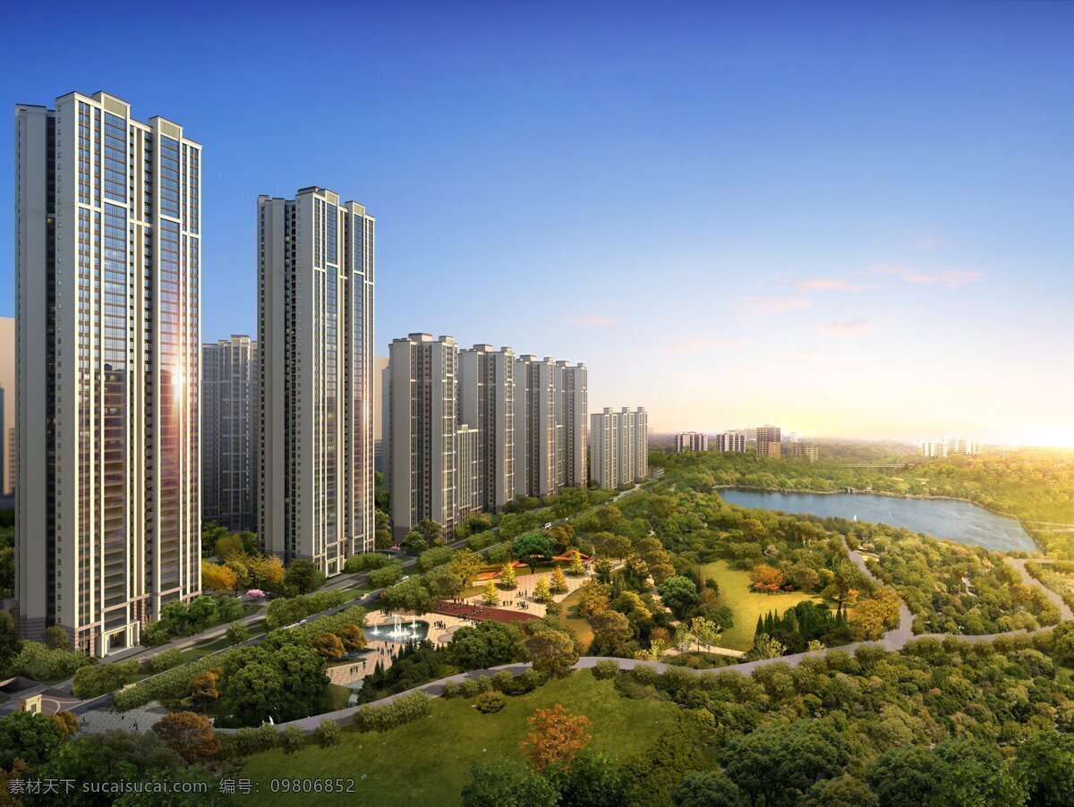 别墅 草地 城市 池塘 地产 房地产 高楼大厦 豪华 楼盘 重庆 鲁能星城 小区 园林 绿色 绿树 花草 树林 喷泉 摩天楼 摩天大楼 建筑 楼房 景观 效果图 设计图 全景 建筑设计 环境设计 家居装饰素材