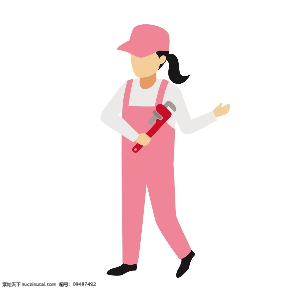 女性 维修工 矢量 女性维修 卡通 卡通女性 卡通维修工 粉色 粉色的 粉色的制服 家政 家政服务