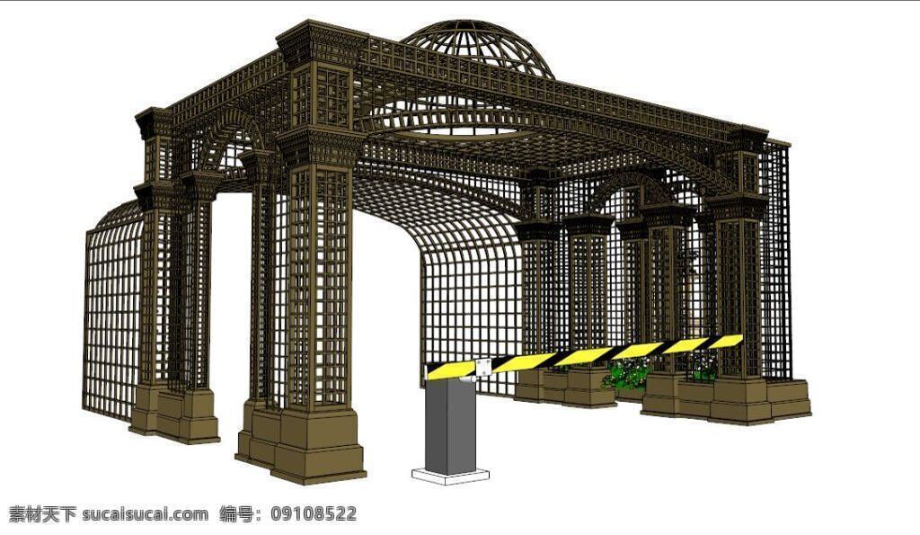 欧式廊架 园林素材 园林景观 花架 欧式 欧式园林 欧式景观 景观素材 条形欧式 欧洲廊架 skp 镂空廊架 白色