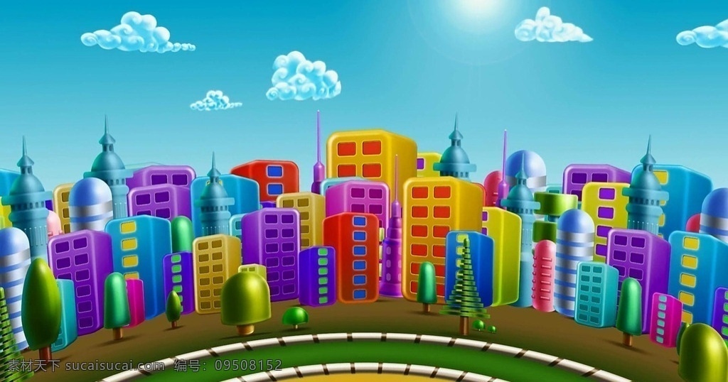 可爱卡通城市 儿童欢乐城市 幼儿园 六一儿童节 大屏led 卡通led 之前未分类 合成背景素材 影视编辑 多媒体 avi
