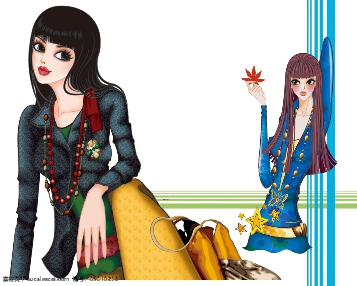 女孩 手绘 白色