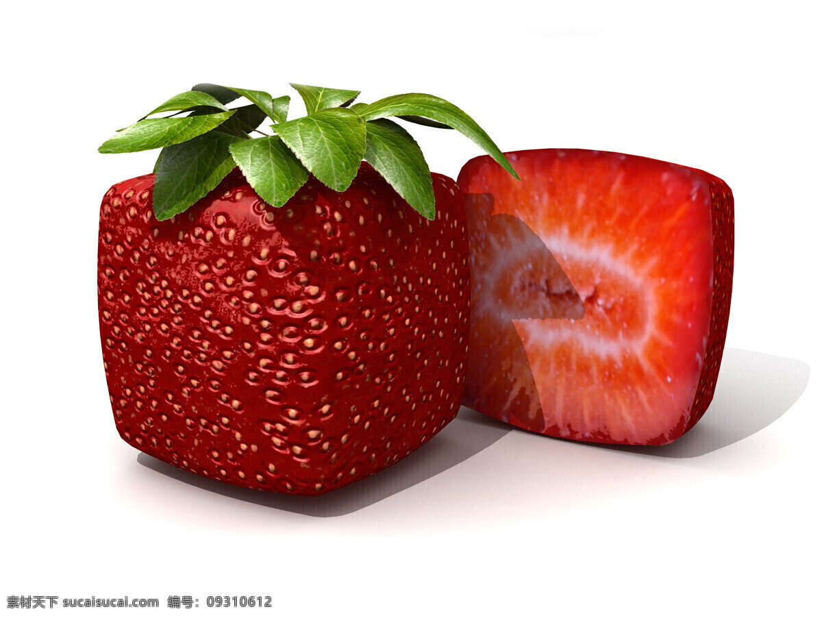 创意 草莓 高清 图 方形 水果 风景 生活 旅游餐饮