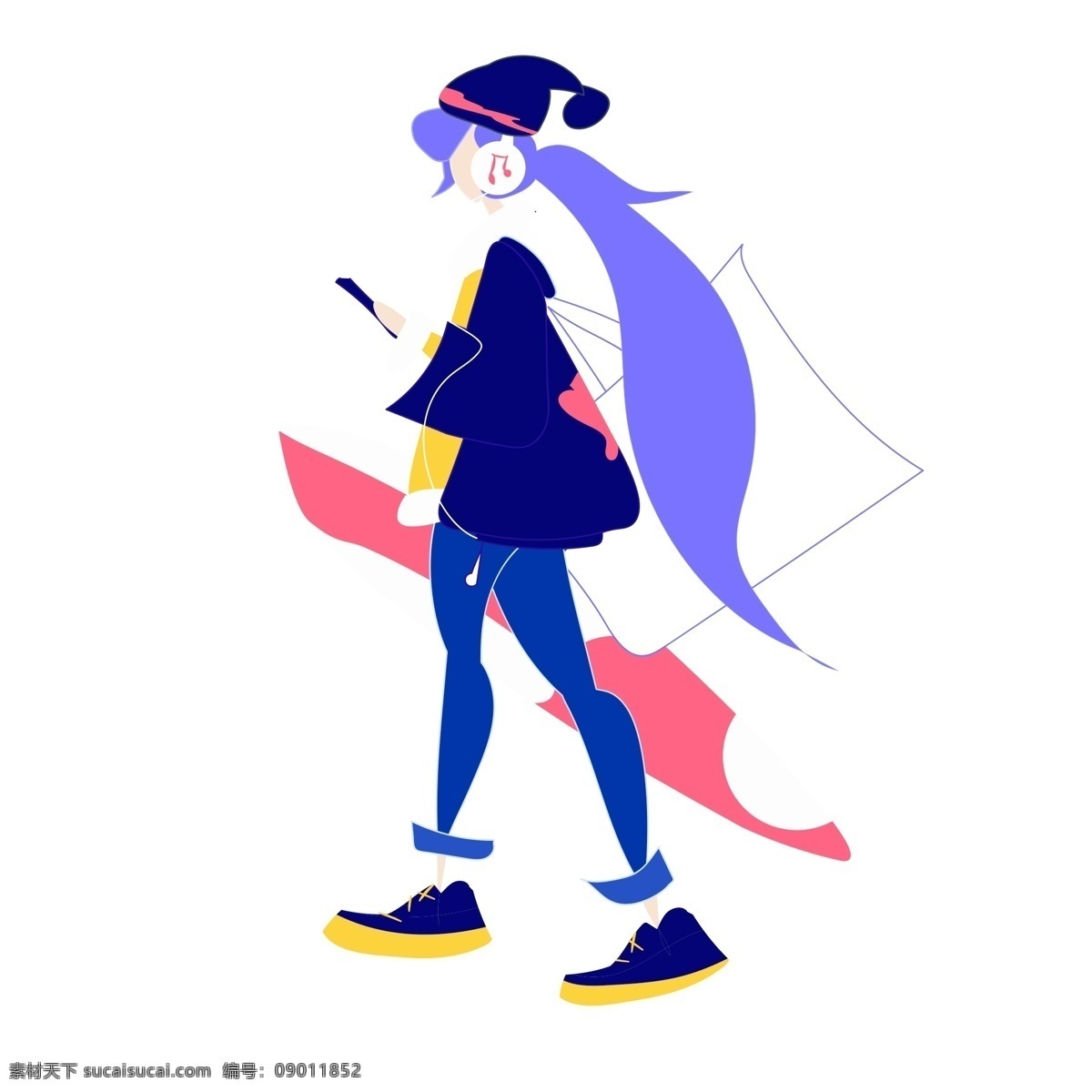 扁平化 购物 女孩 人物 插画 时尚人物