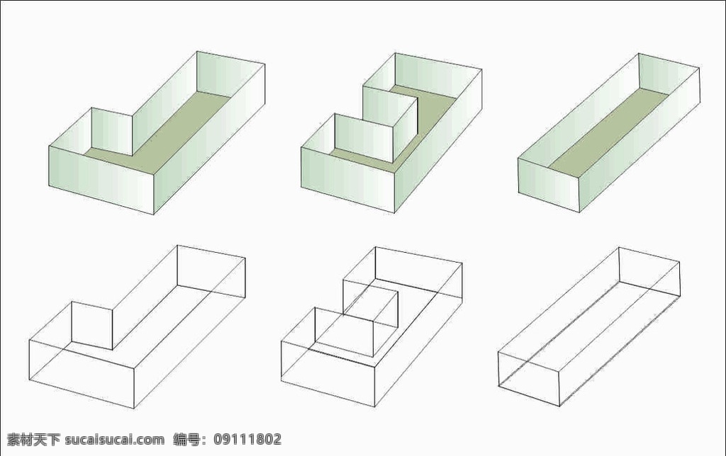立体几何图形 立体 方盒 格子 立体参考