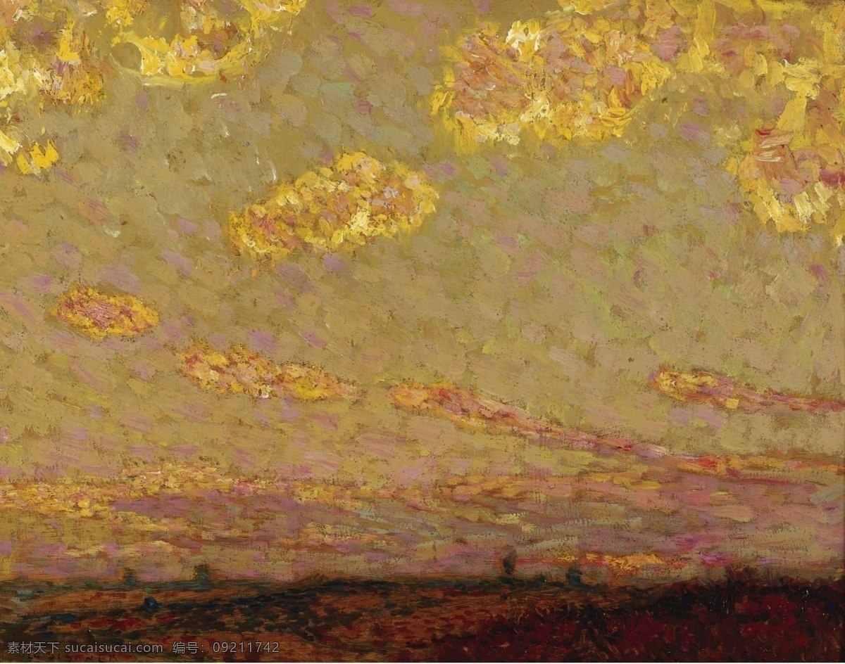 1913 大师 画家 风景画 静物 油画 建筑 装饰画 gerberoy at sunset sidaner le henri 人物 高清 西方 国外 现代 家居装饰素材