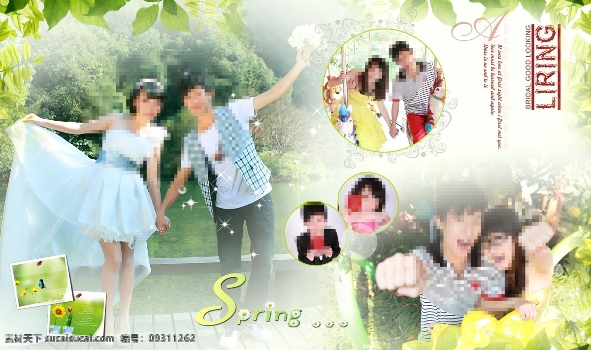 婚纱 模板 分层 spring 白纱 春天 婚庆 婚纱模板 婚纱摄影 相册模板 春季画册 源文件 其他画册封面