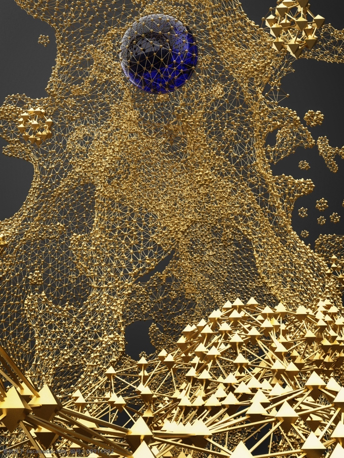 原创 黑金 金色 金属 质感 商务 风 写实 3d 背景 商务风 流线 线体 线条 科技感 立体 宝石 流体 c4d