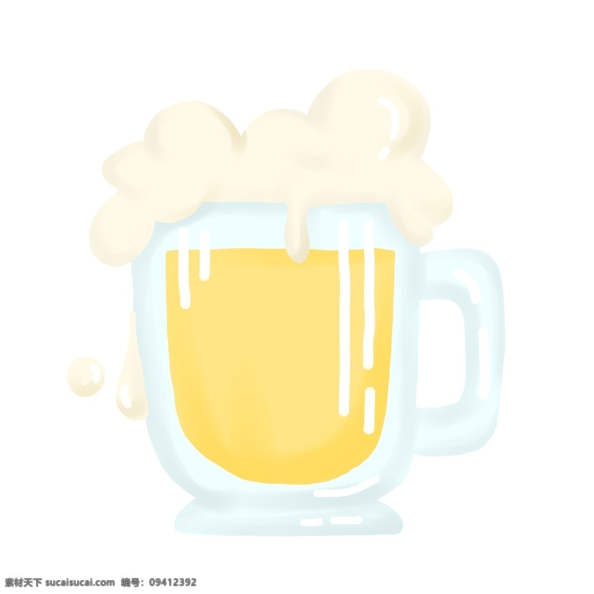 夏天 饮品 啤酒 黄色 免抠 卡通