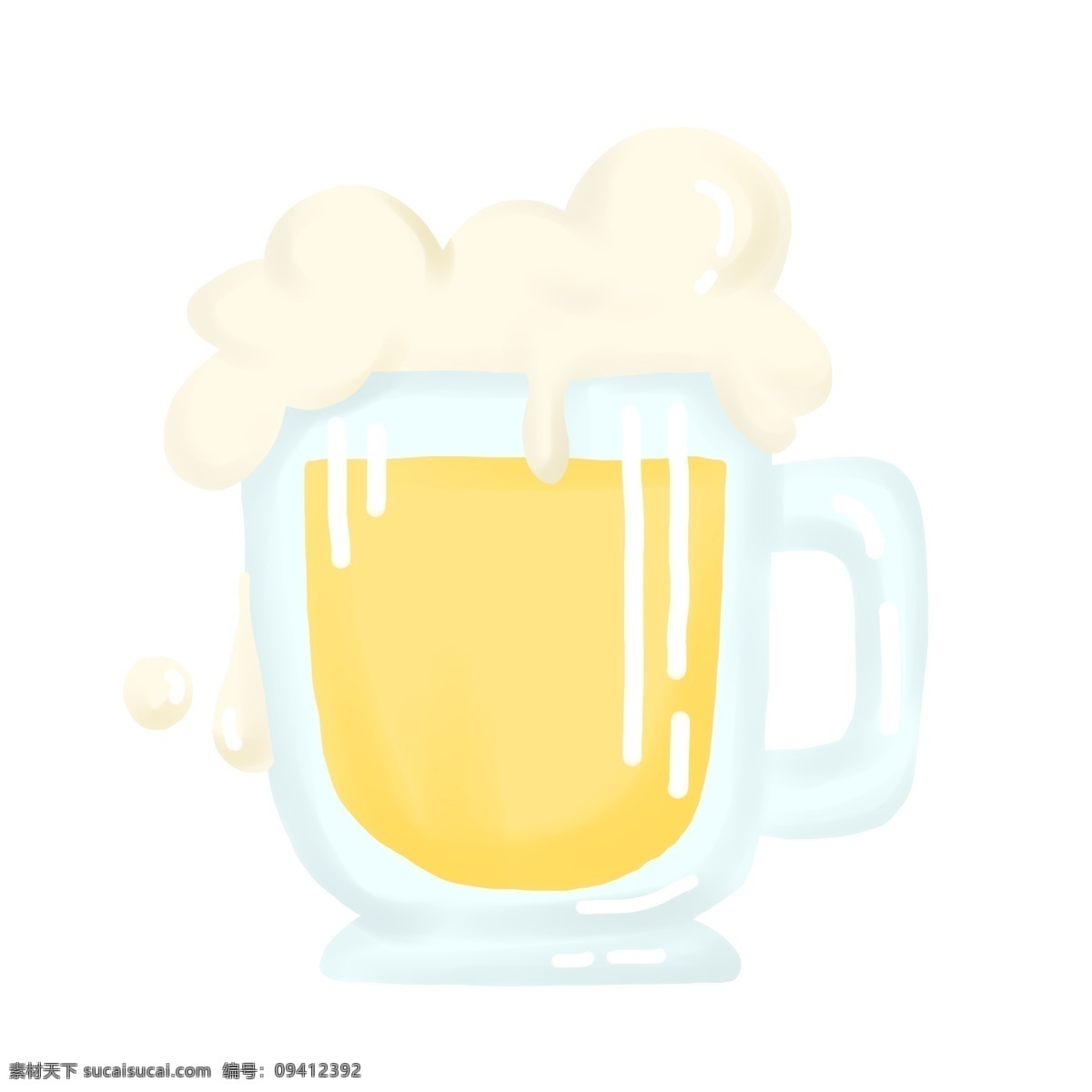 夏天 饮品 啤酒 黄色 免抠 卡通