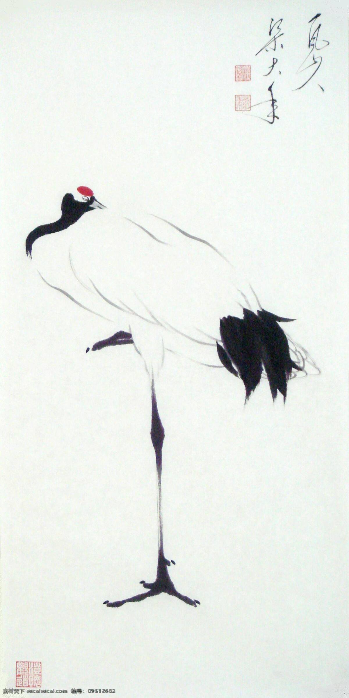 鹤 国画 梁大年 丹顶鹤 仙鹤 日本鹤 japanese crane 丹青 书画 文人画 梁克民 一风山人花鸟 水墨 双逸斋 写意 美术 风 山人 梁 大年 中国画 绘画书法 文化艺术