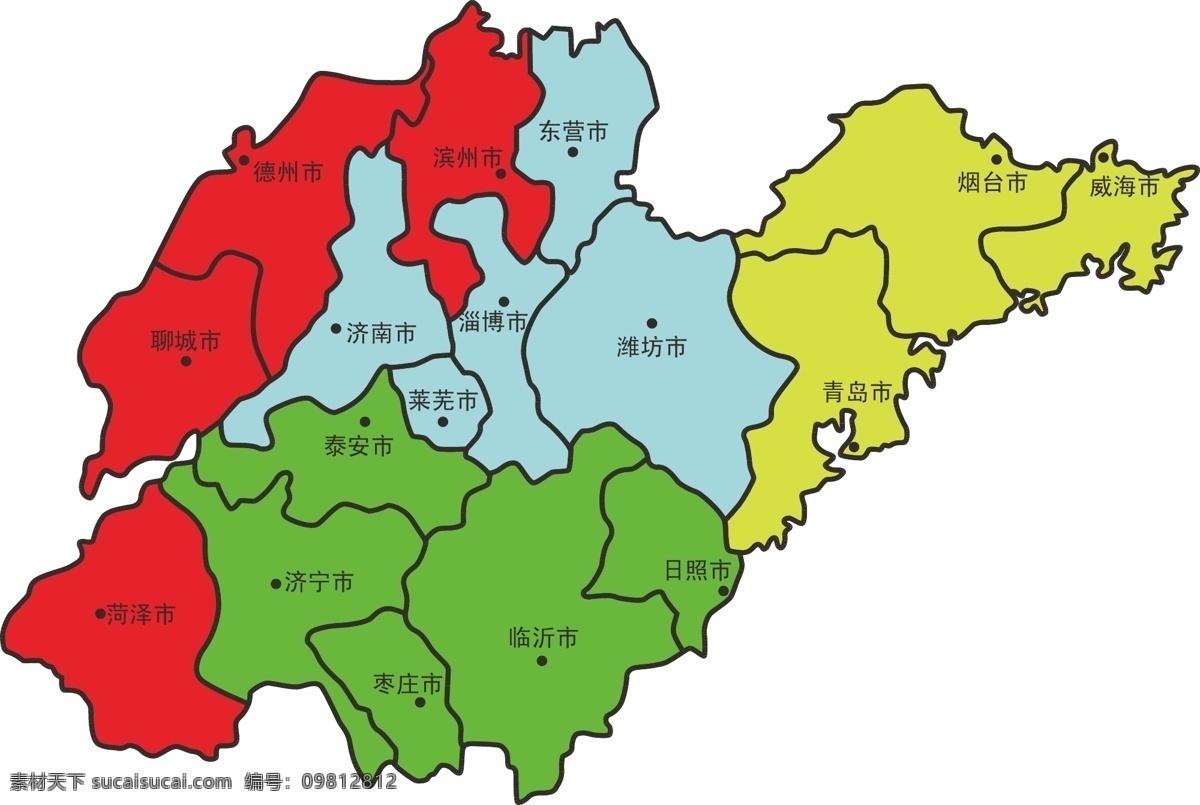 地图矢量素材 矢量 地图 山东 白色