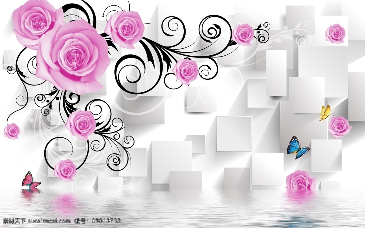 立体 玫瑰花 3d 壁画 立体玫瑰花 模板下载 立体玫瑰 3d壁画图片 倒影 黑色花纹 花纹 粉色 玫瑰 玫瑰倒影 蝴蝶 立体背景 3d壁画 立体壁画 电视背景墙 客厅背景墙 psd源文件 3d设计 3d作品