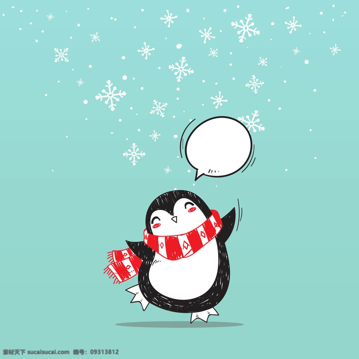 围巾企鹅 圣诞节 企鹅 新年除夕 雪花 丰厚的回报 可爱 围巾 动物 卡通动物 卡通设计
