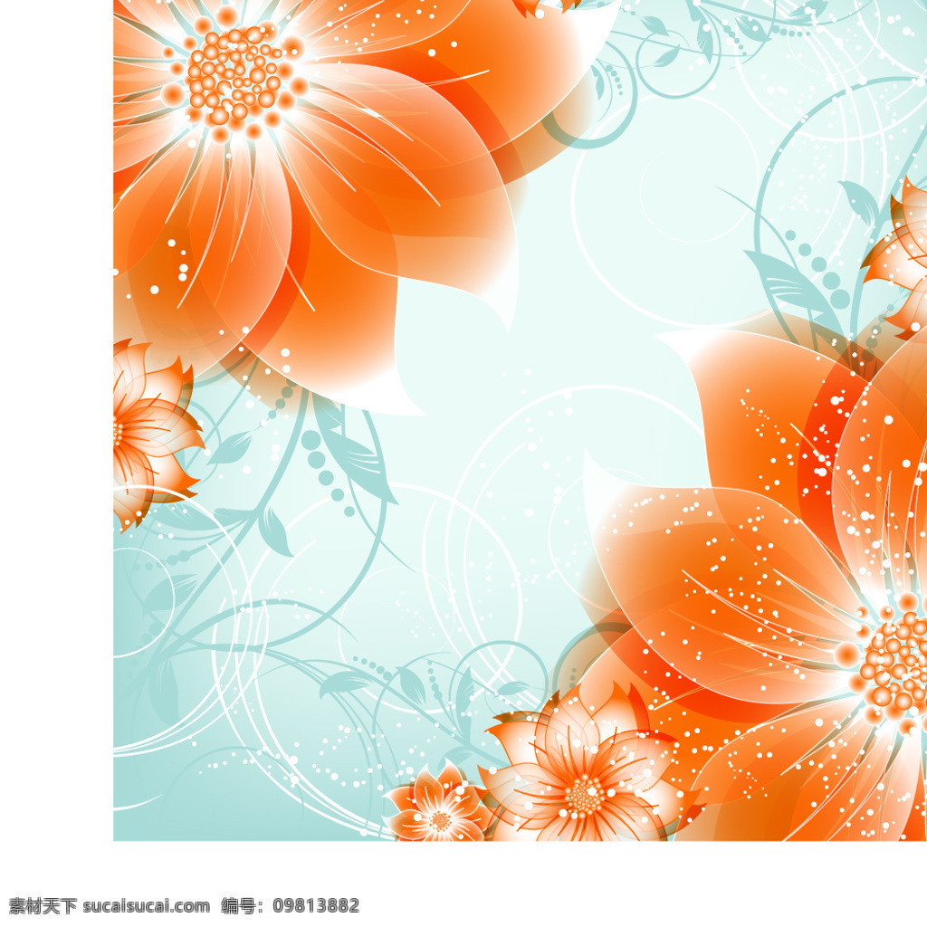 绚丽 花卉 边框 矢量 设计素材 矢量图 其他矢量图