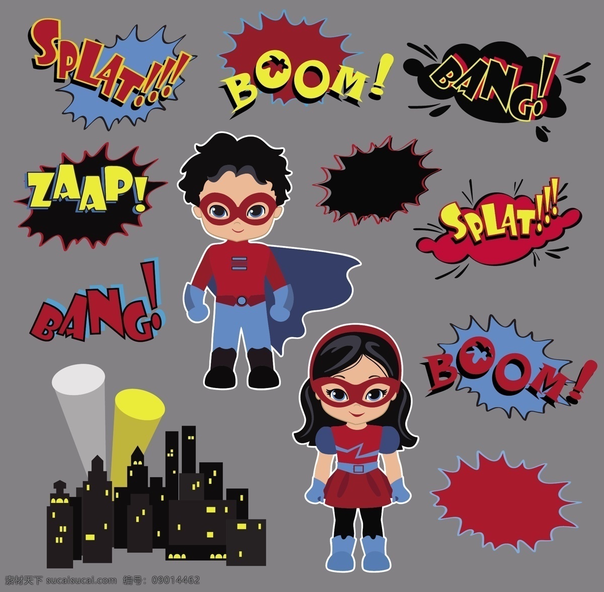 漫画 风格 语言 气泡 贴纸 矢量图 超人 漫画风格 语言气泡 灰色
