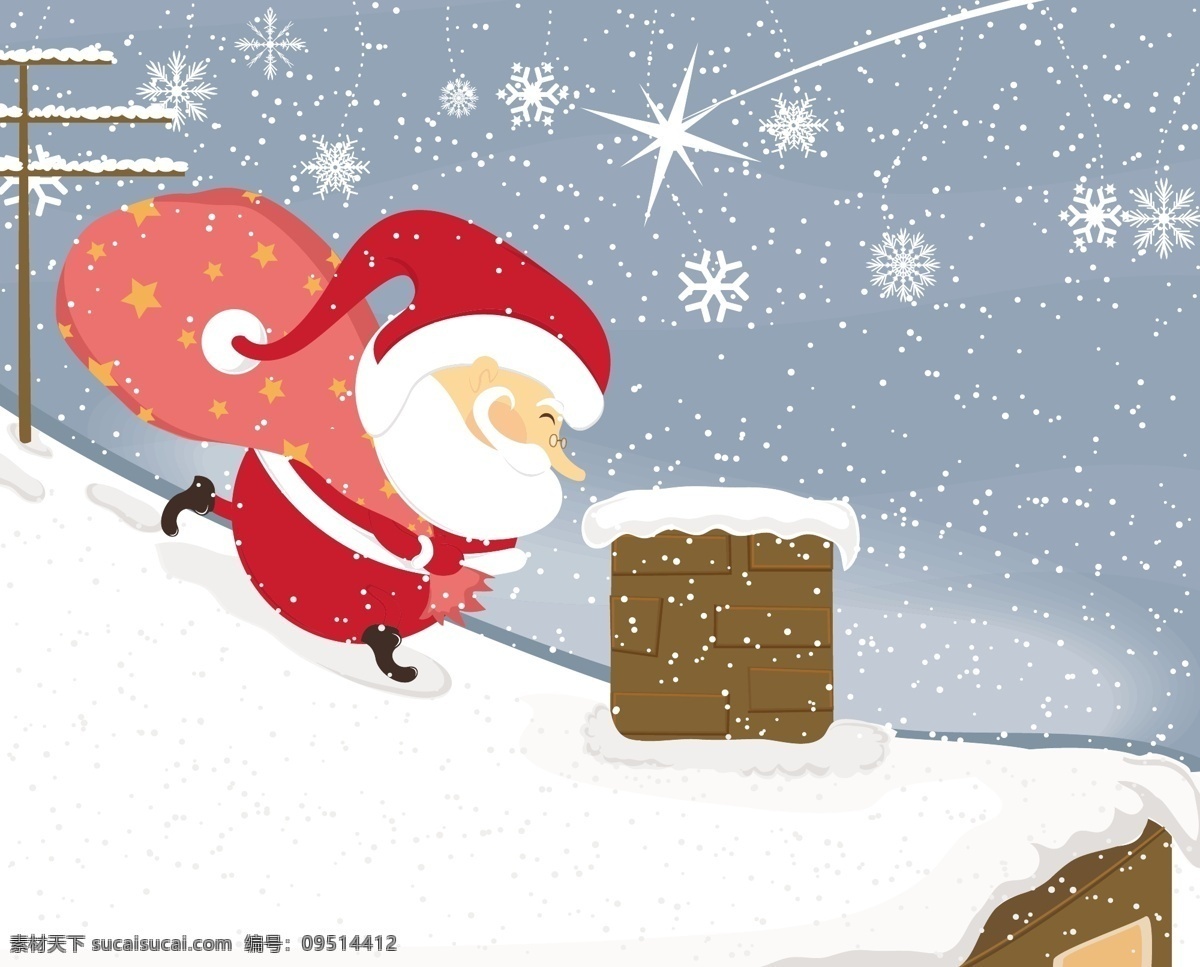 爬 烟囱 圣诞老人 新年快乐 christmas 2016 圣诞节 元素 平安夜 圣诞节海报 节日背景 卡通 插画 节日素材 矢量素材