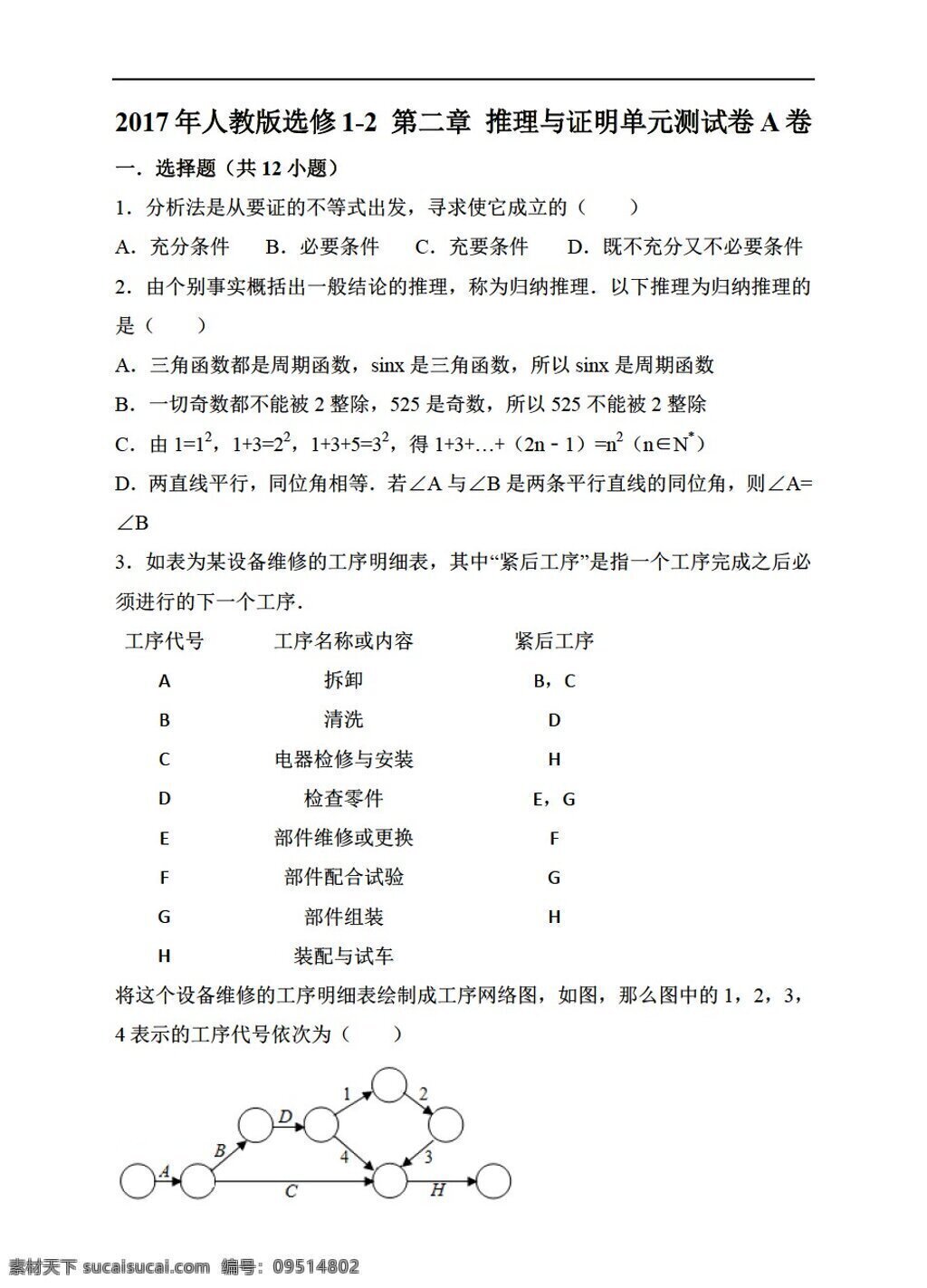 数学 人教 新 课 标 a 版 选修 第二章 推理 证明 单元 测 试卷 ab 卷 选修12
