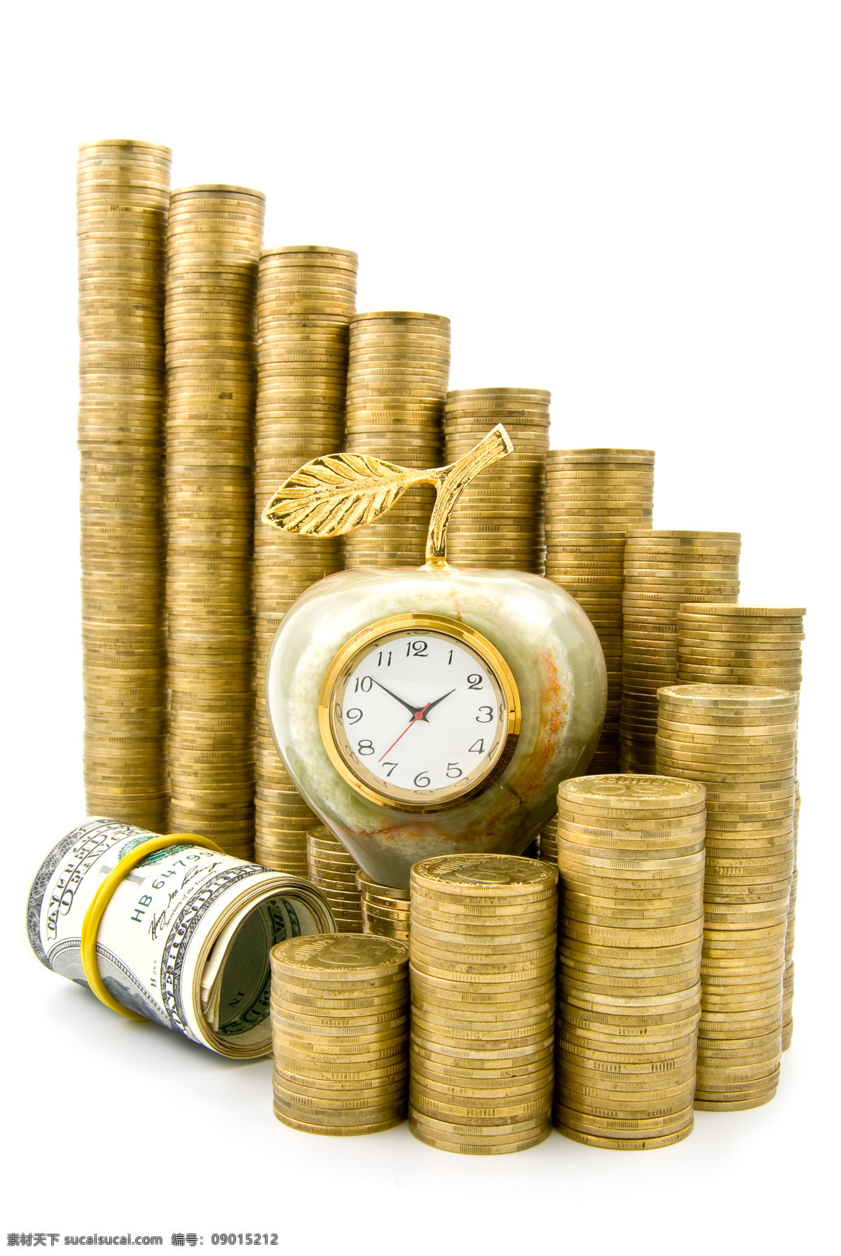 硬币 纸币 时钟 金钱 金融 时间 闹钟 经济 财富 黄金 成功 金融货币 商务金融