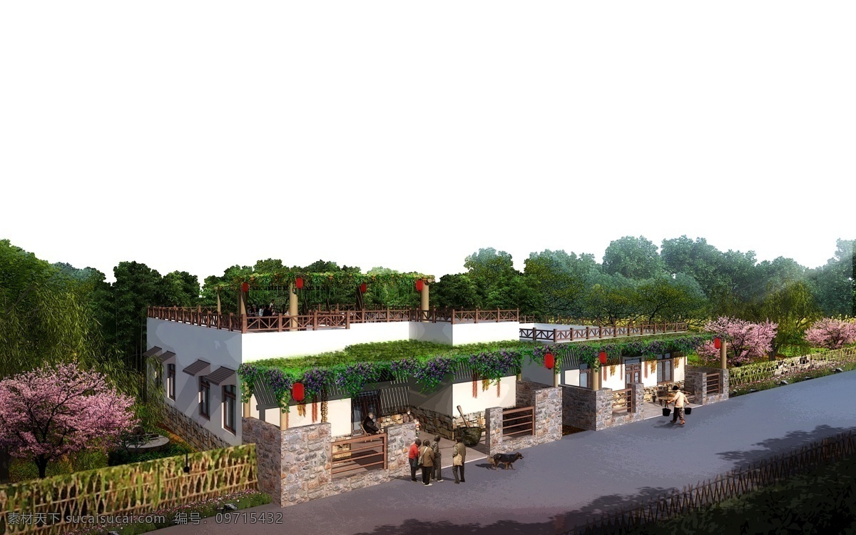 新 农村 房屋 景观 改造 分图层 道路 树木 环境设计 效果图