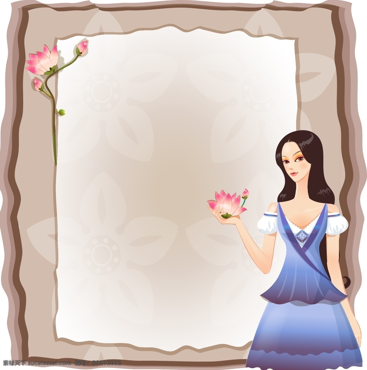 精典 花边 框 古典 美女 系列 设计素材