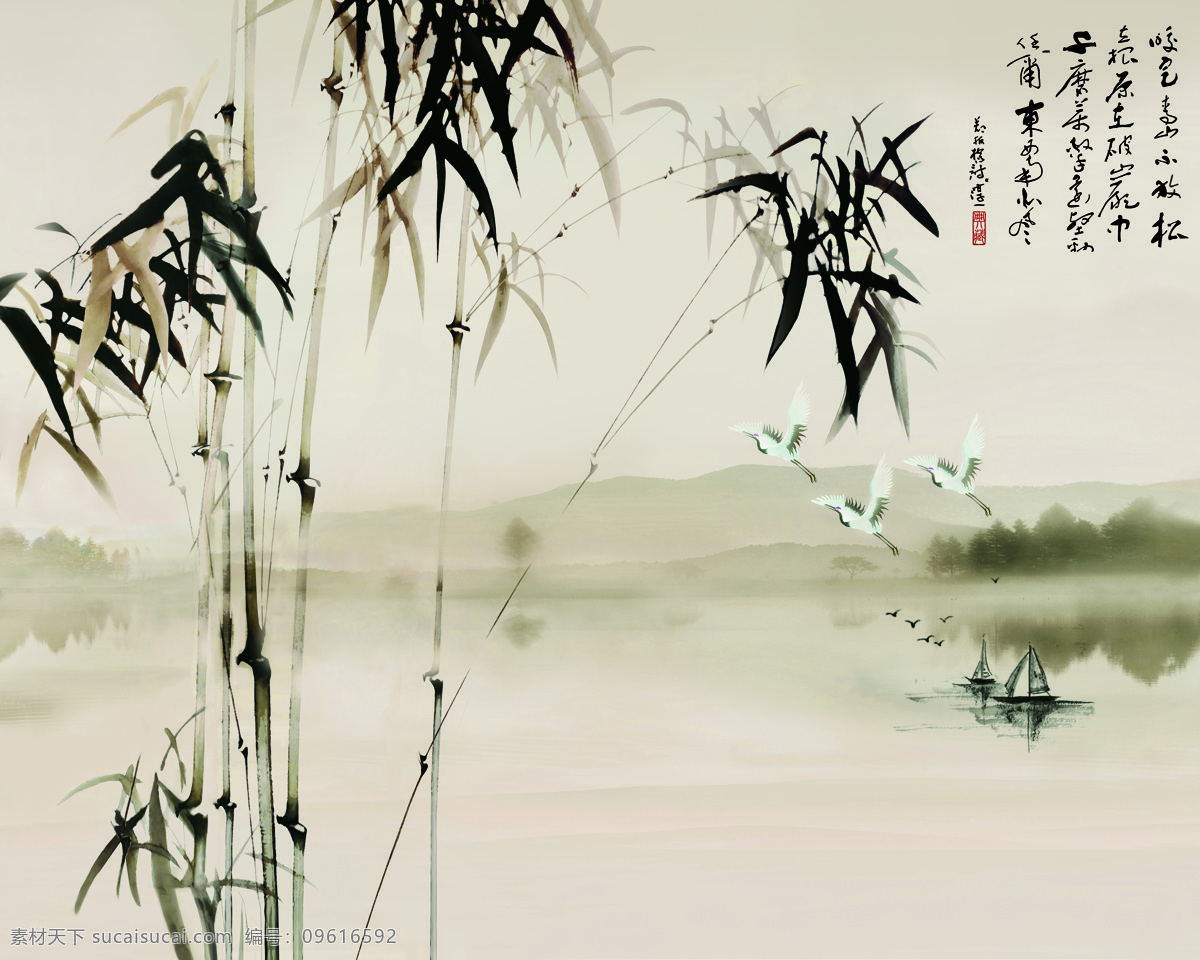 山水画 瓷砖 背景 墙 带路 径 竹林 竹子 水墨画 中国画 国画 中国风 中式 传统 经典 古典 背景墙 电视背景墙