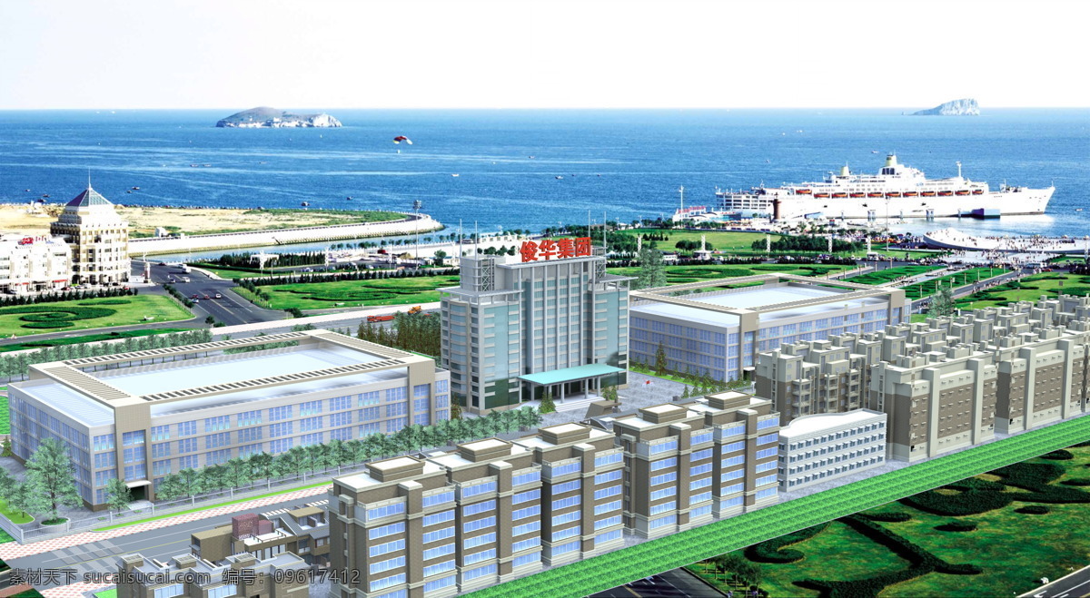 工厂 厂房 3d作品 环境设计 景观设计 楼房 工厂厂房 沿海景观 风景 生活 旅游餐饮
