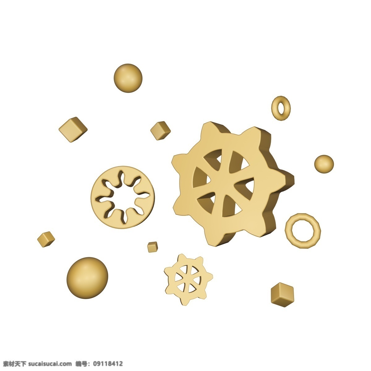 c4d 金色 科技 齿轮 金色齿轮