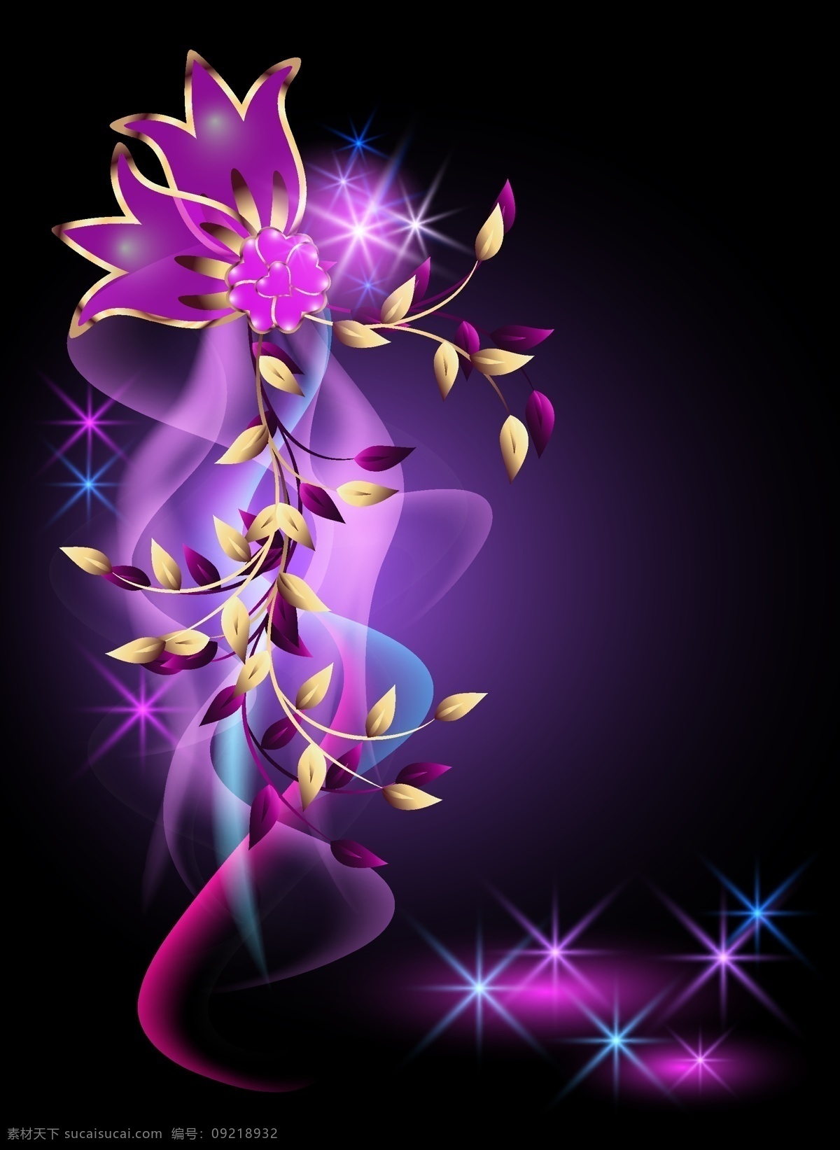 矢量 焕彩 光晕 花卉 抽象花卉 花朵 花纹底纹 鲜花 焕彩花束