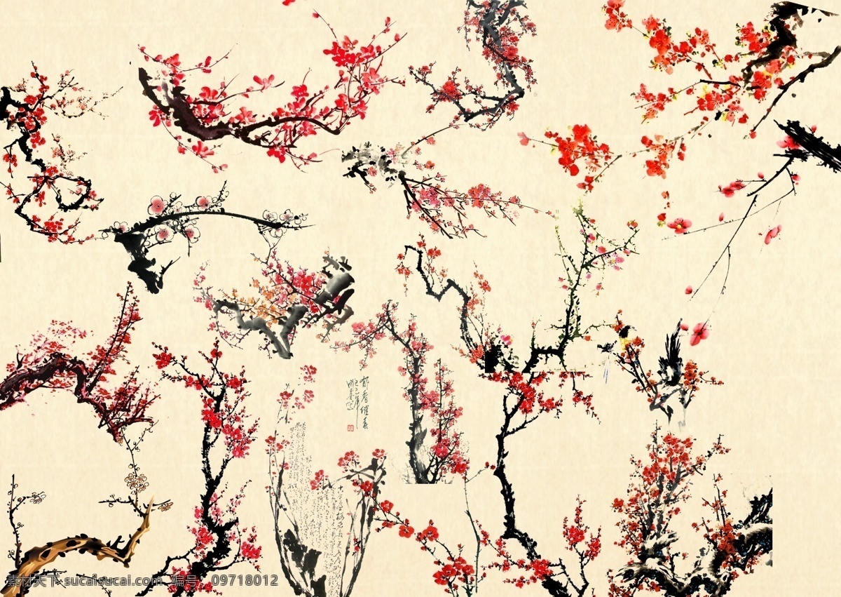梅花素材 梅花元素 一支梅花 梅 梅花免扣 免扣 古风 中国风 古风背景 中国风背景 国画 书法背景 国画背景 中国风素材 古风素材 腊梅 冬梅 水墨梅花 各类素材 经典文化 传统文化 国学文化 校园文化 分层