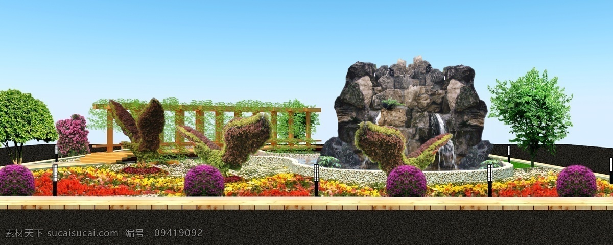 小区 一景 环境设计 假山 景观 景观设计 凉亭 源文件 小区一景 家居装饰素材