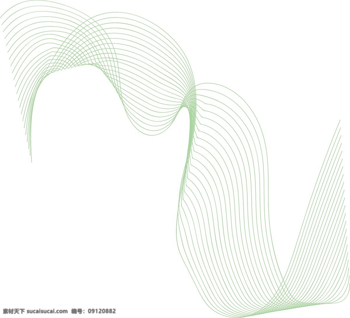 绿色 曲线 几何图形 元素 渐变 抽象 几何 线条 炫彩 动感 彩色 酷炫 波纹 梦幻 精美 动感曲线 波浪纹