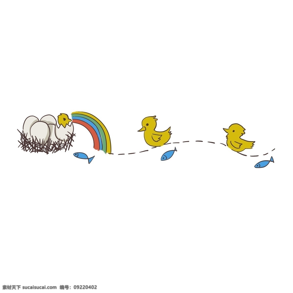 黄色 小鸭 分割线 插画 鸭子分割线 动物插画 卡通分割线 分割线插画 创意分割线 鸭子绘图