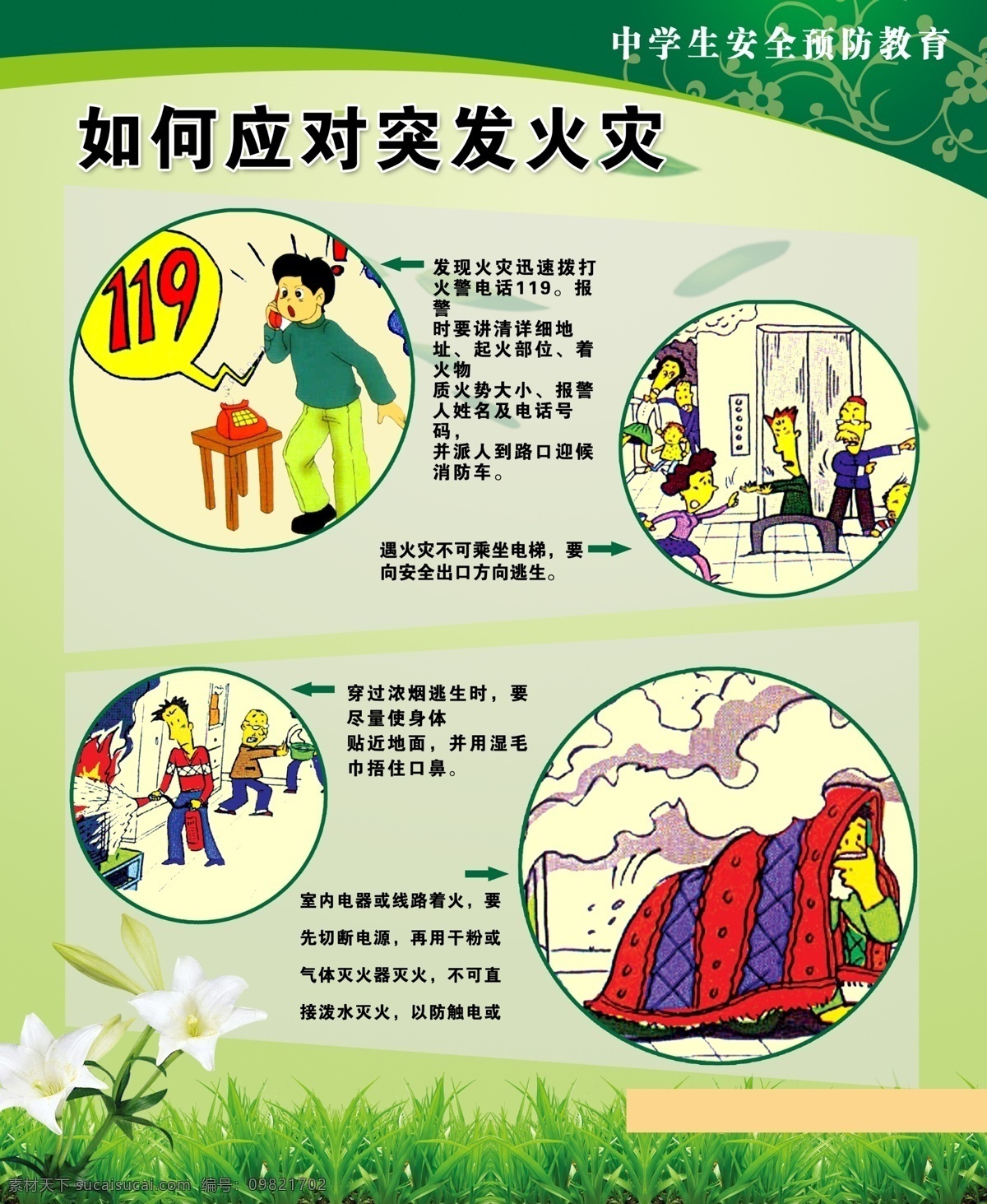 橱窗 广告设计模板 火灾 健康 教育 绿色 模板 逃生 校园 展板 模板下载 校园橱窗展板 中学生 自救 突发时间 应急 展板模板 源文件 其他展板设计