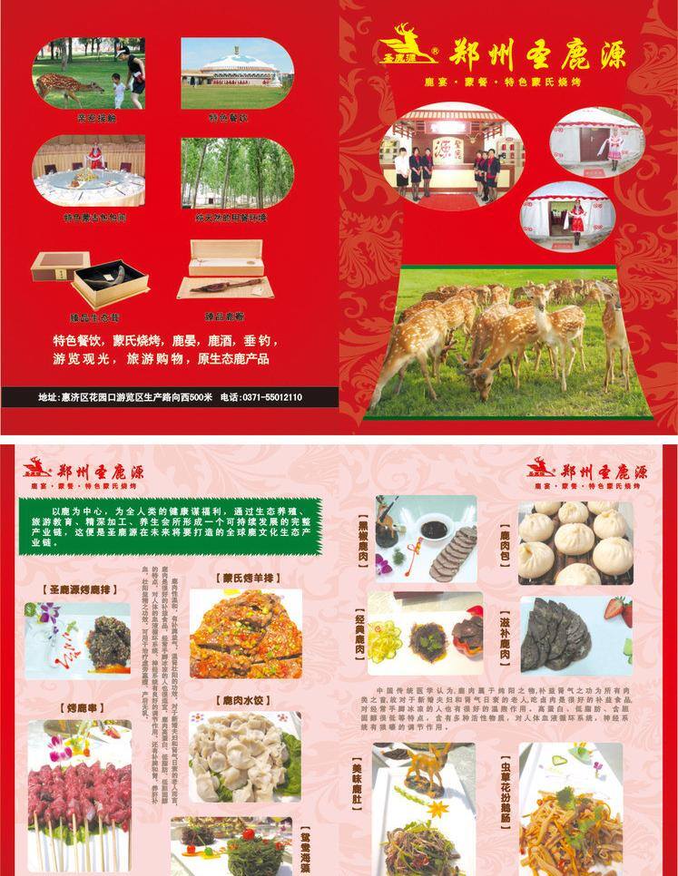 彩页 餐厅 餐饮 餐饮美食 单页 鹅肠 红色 花纹 酒店 宣传单 页 矢量 模板下载 美食 鹿肉 羊排 鹿肠 生活百科 矢量图 建筑家居