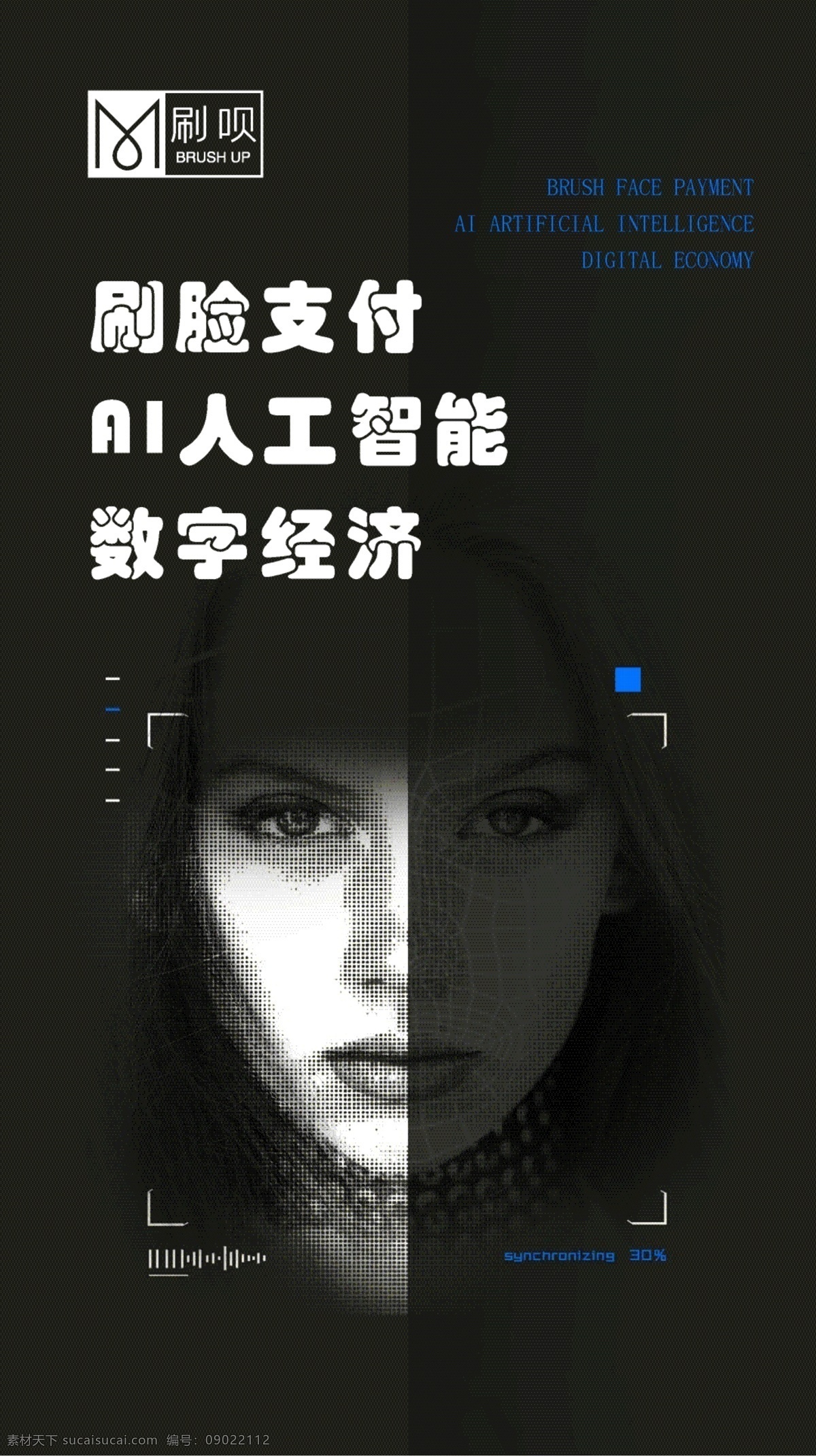 海报 漫画 科技 插画 时尚 人脸 刷脸 微信 互联网 高科技 新科技 新技术 核心技术 点阵图 互联 刷脸支付 宣传单 网站 网络 面部表情 蓝色 高端大气 上档次 设计原稿 2点5维 招贴设计