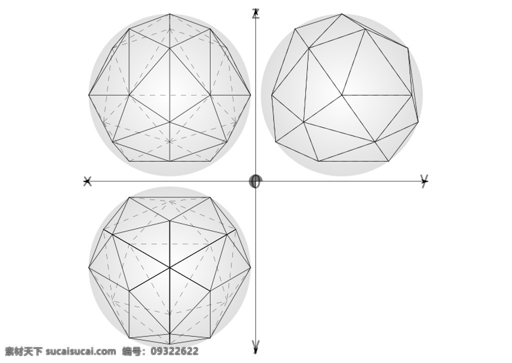 施工 测 地线 球体 四面体 递归 几何 建设 外接球 测地线球体 平行投影 插画集