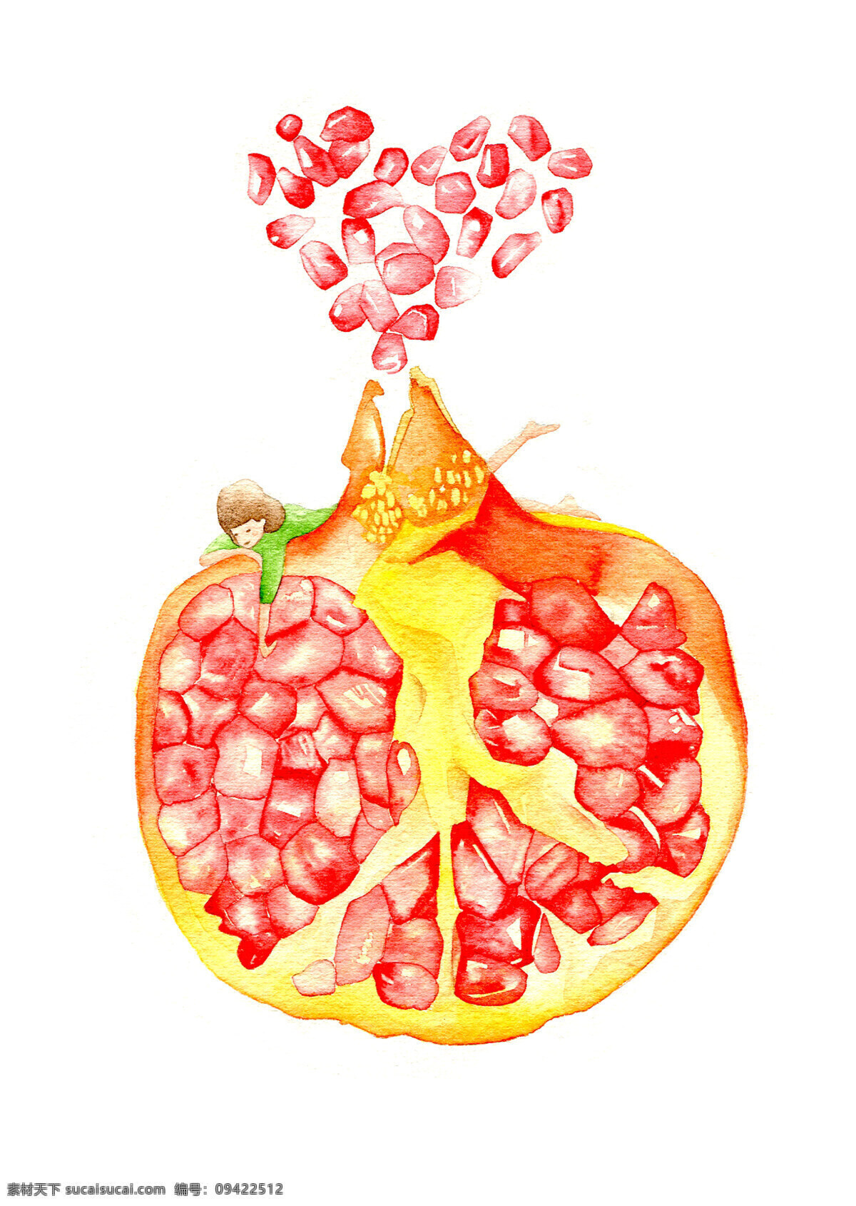 果恋 水果 手绘 水彩 插画 清新 唯美 文化艺术 绘画书法
