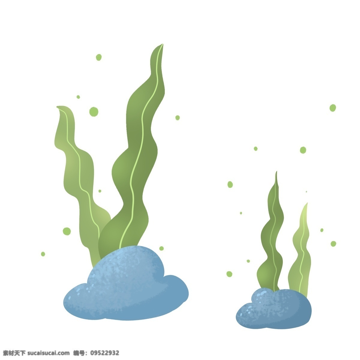 绿色 小 清新 夏季 海底 海草 植物 小清新