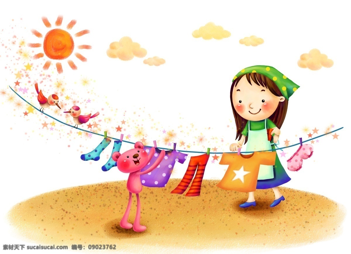 快乐儿童 卡通漫画 韩式风格 分层 psd0103 设计素材 儿童世界 分层插画 psd源文件 白色