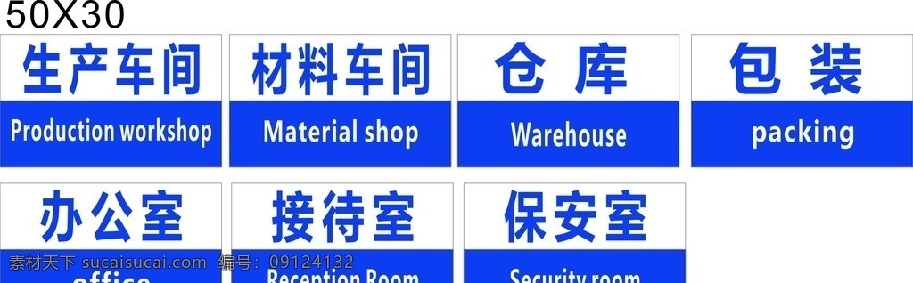 门牌 7个 生产车间 材料车间 仓库