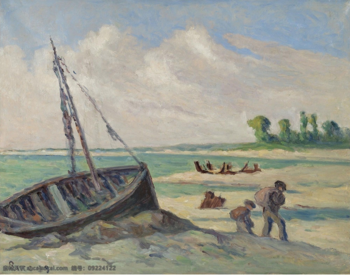 1929 大师 画家 风景画 静物 油画 建筑 装饰画 sand on barque the treport of outskirts luce maximilien 人物 高清 西方 国外 现代 家居装饰素材