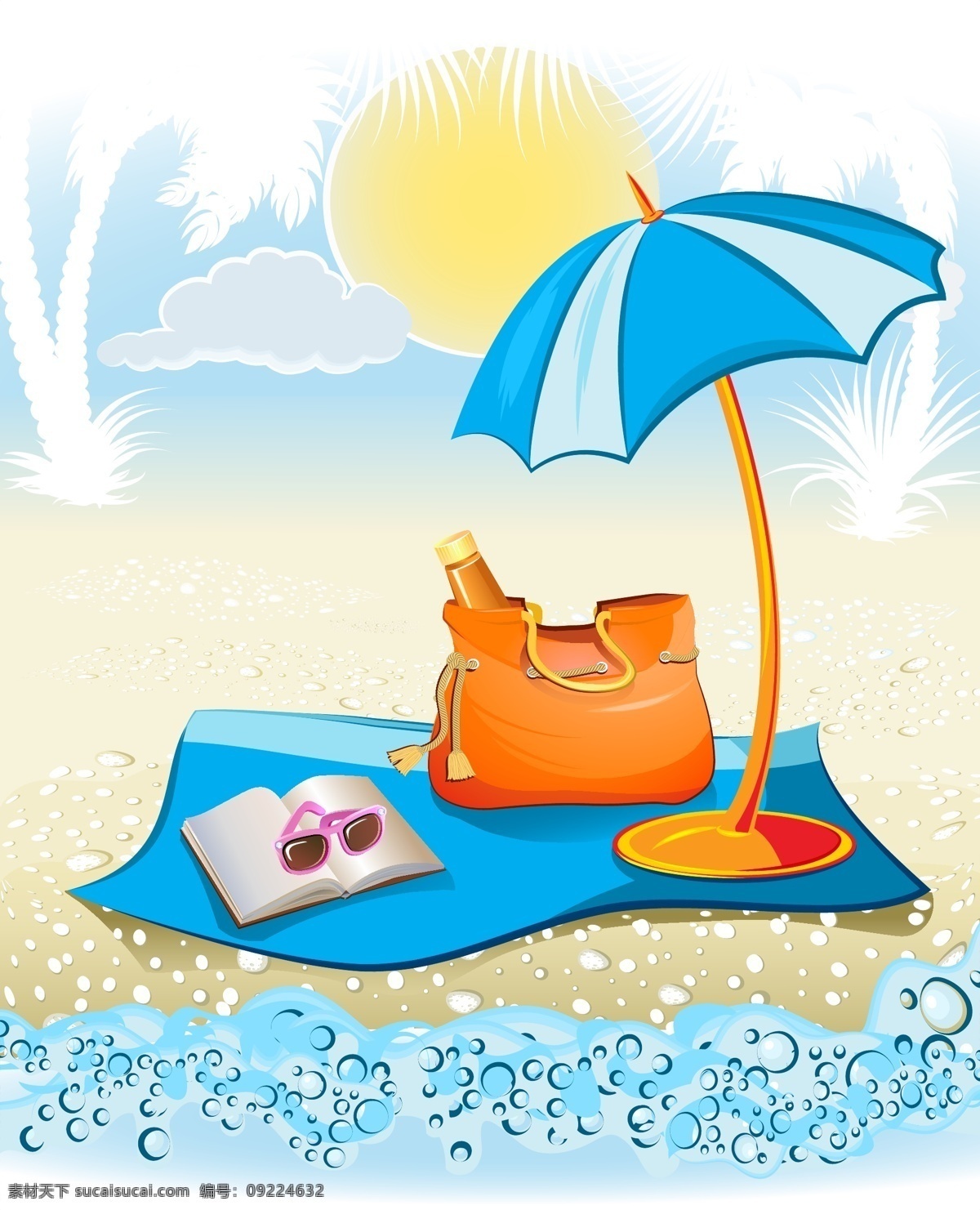 度假 矢量 海滩 旅游 热带 书本 遮阳伞 夏日 模板下载 夏日旅游素材 暑假节日装饰 psd源文件