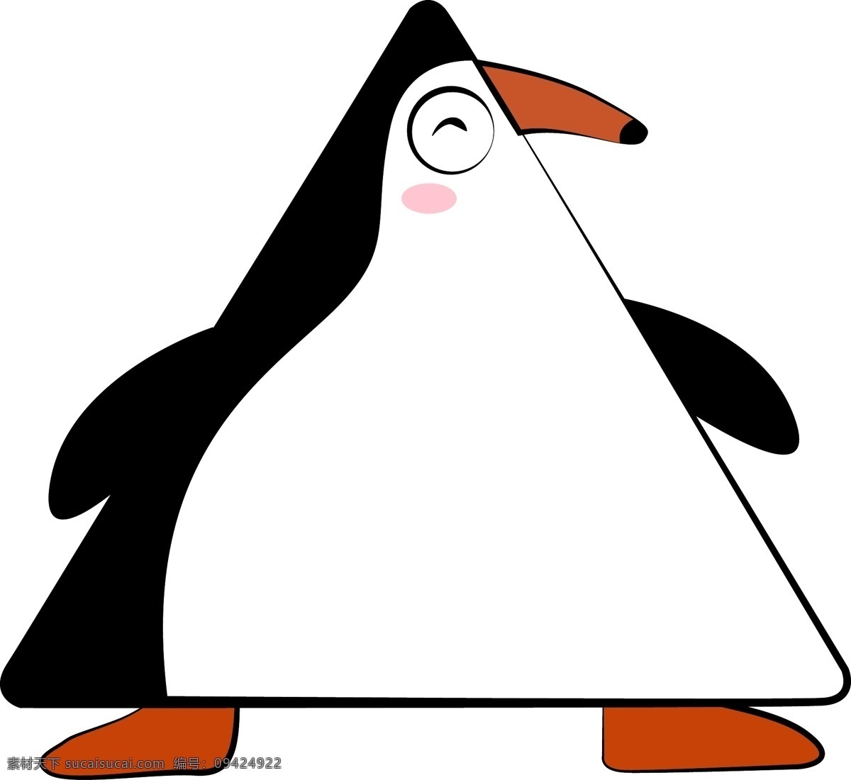 手绘 三角形 小企鹅 商用 卡通 动物 可爱 小清新 简笔画 几何