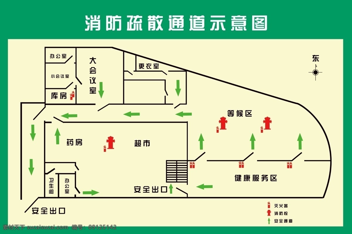 消防安全 消防疏散图 示意图 安全通道 通道示意图 室内广告设计