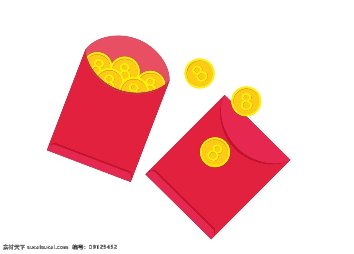 红包 金币 矢量 节日 庆祝 卡通 红包矢量