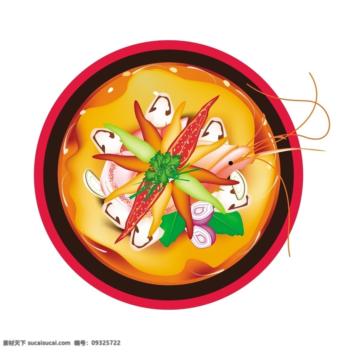 卡通 手绘 美味 食物 矢量 海鲜 龙虾 砂锅 高汤 中式 日式 鸡蛋 面条 动漫 菜肴