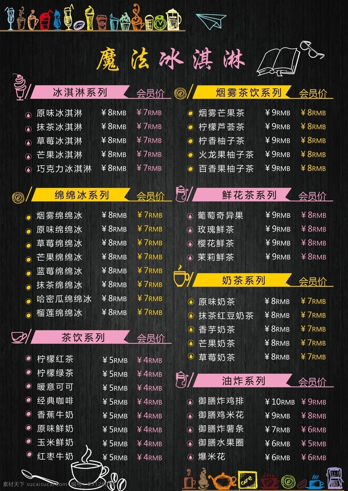 冰淇淋 菜单 果汁 绵绵冰 奶茶 生活百科 餐饮美食
