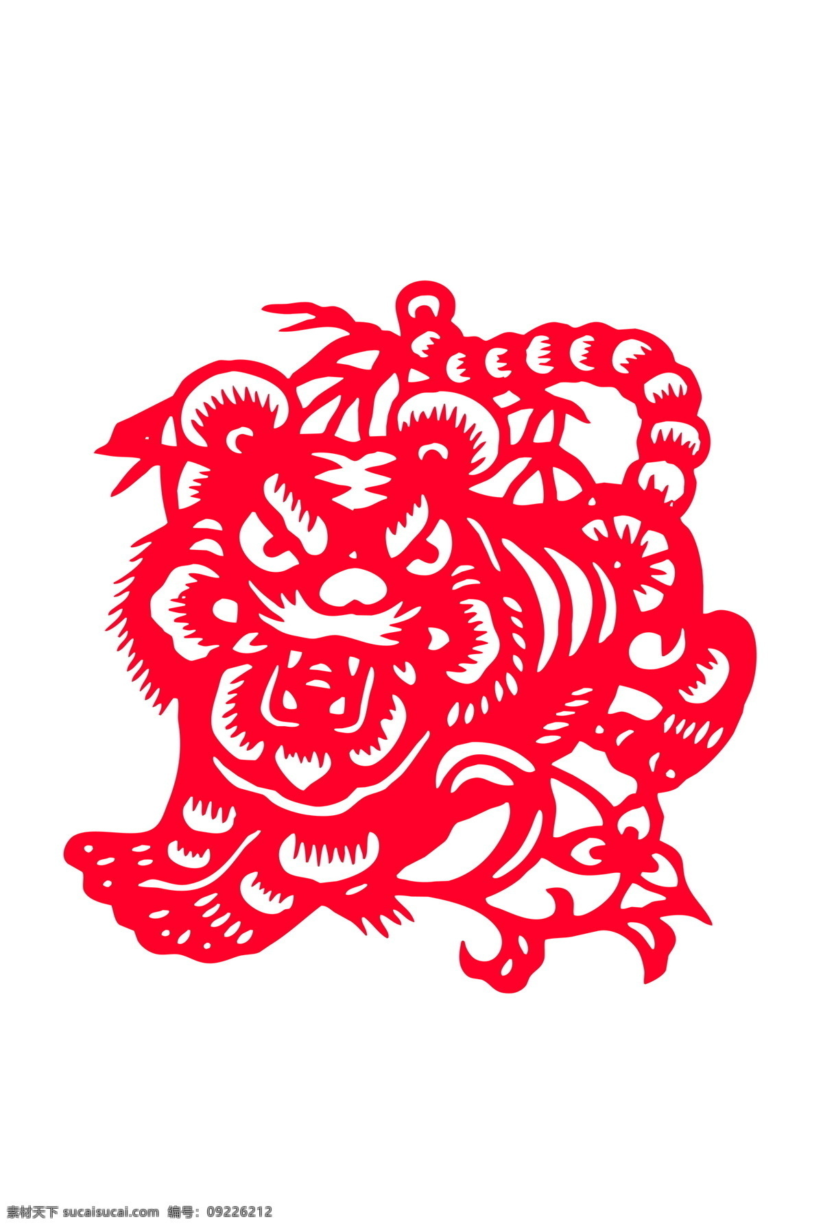 剪纸 虎 传统文化 红色 虎年 老虎 生肖 文化艺术 设计素材 模板下载 剪纸虎